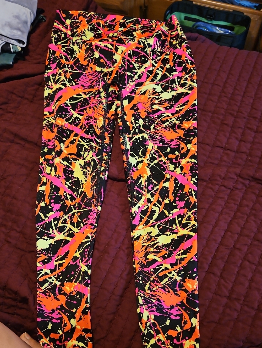 K-DEER Neon Splatter Leggings in Black, Pink, Orange, Yellow